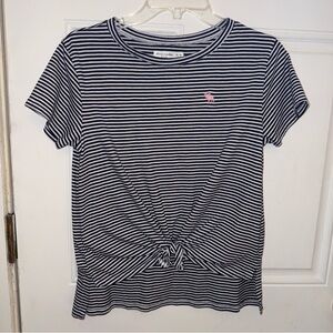 Abercrombie Kids Navy and White Striped Tee with Knot